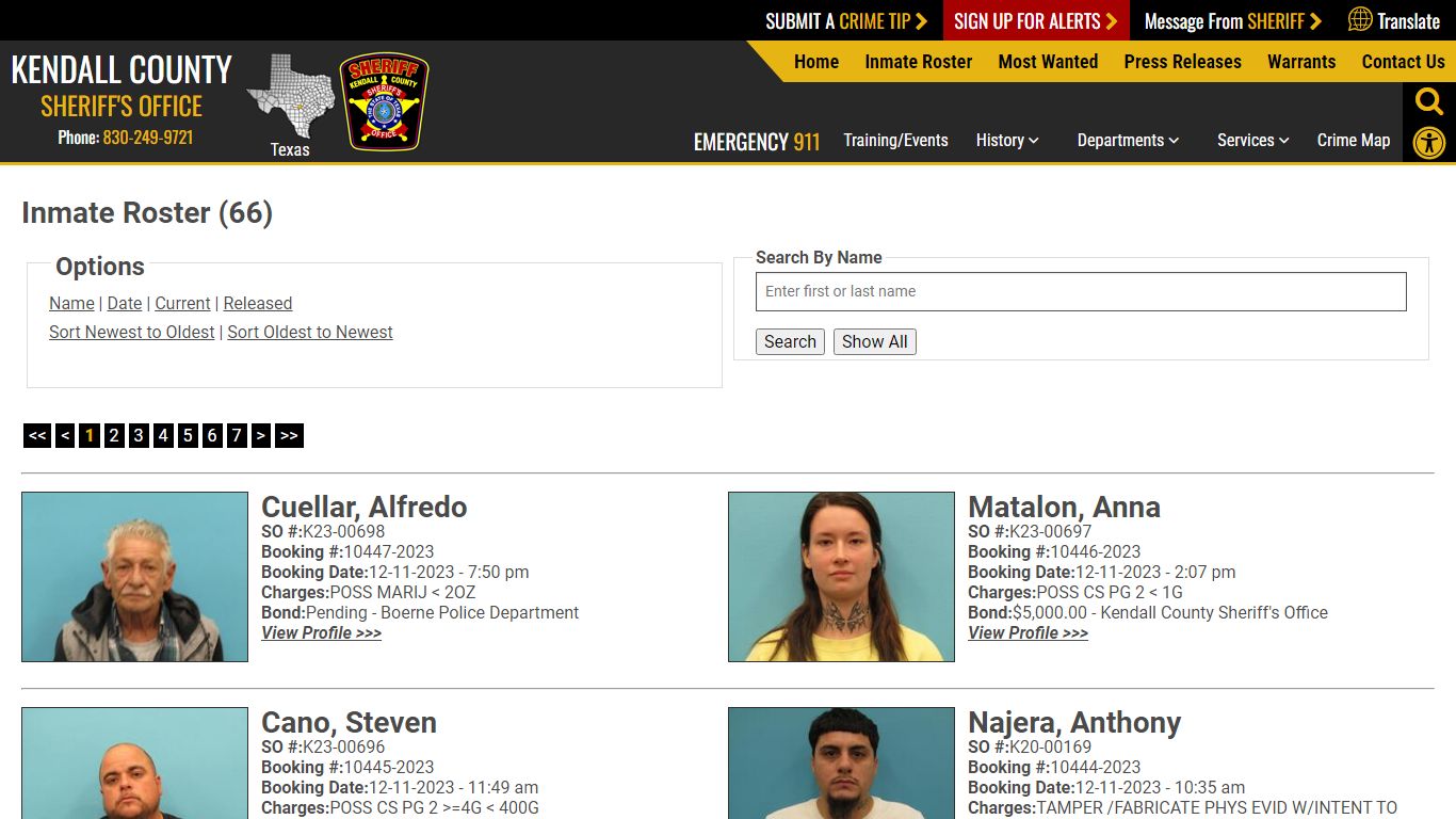 Inmate Roster - Current Inmates Booking Date Descending - Kendall ...